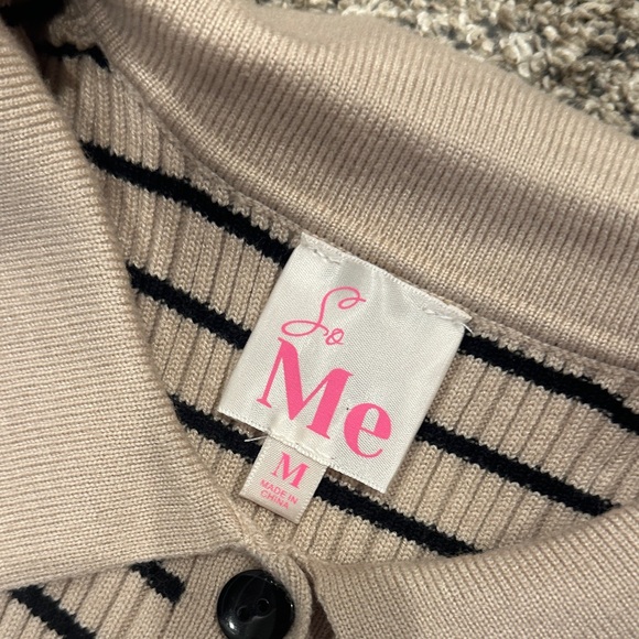 So Me Beige and Black Striped sweater skirt set - Picture 2 of 2